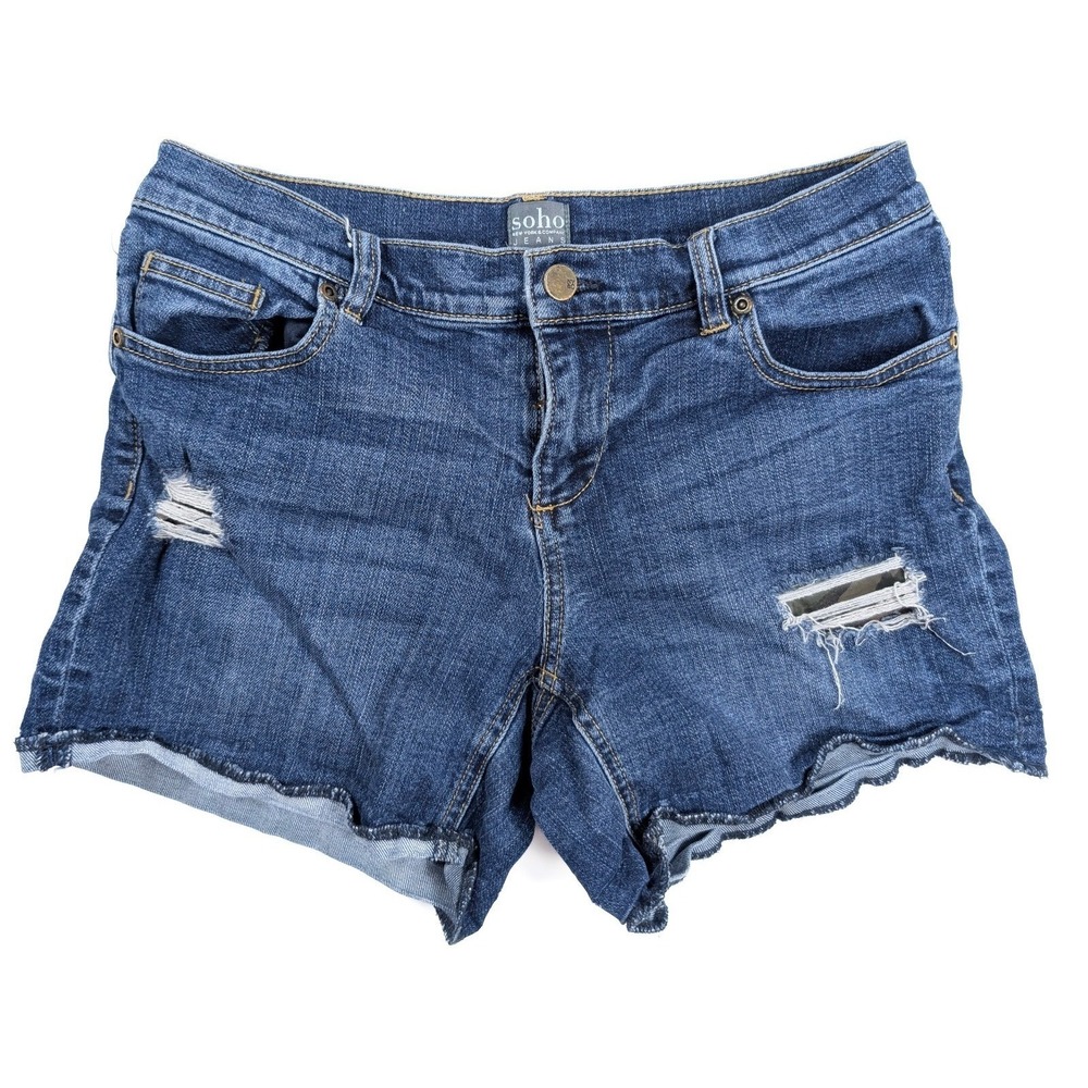 Soho Jeans New York & Co. Blue Distressed Denim Shorts Women's Size‎ 4 28x5